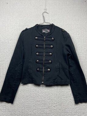 Y2K Candy Couture Black Parade Military Style Jacket Womens Sz M Emo Gothic Edgy